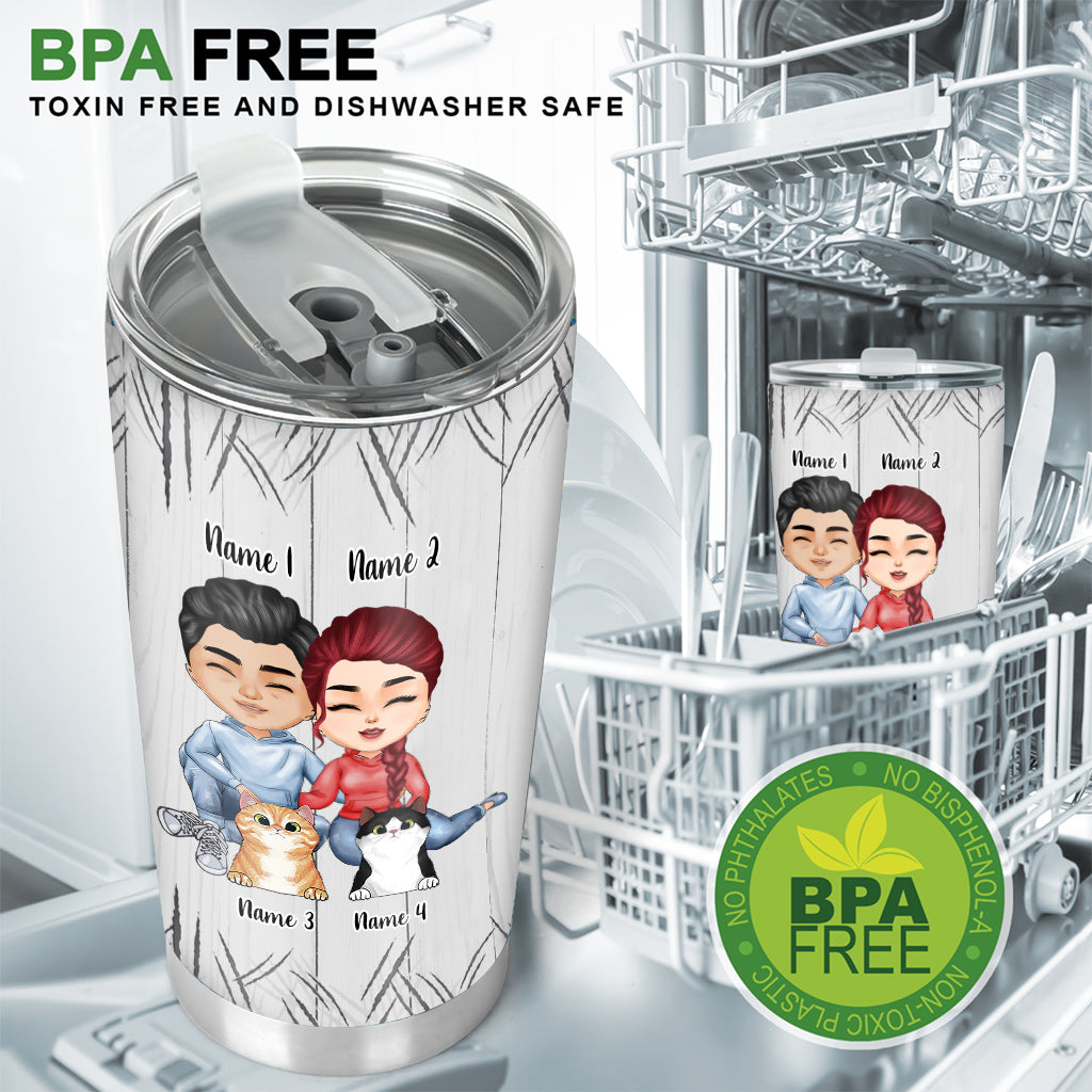 You & Me And The Cats - Personalized Couple Tumbler