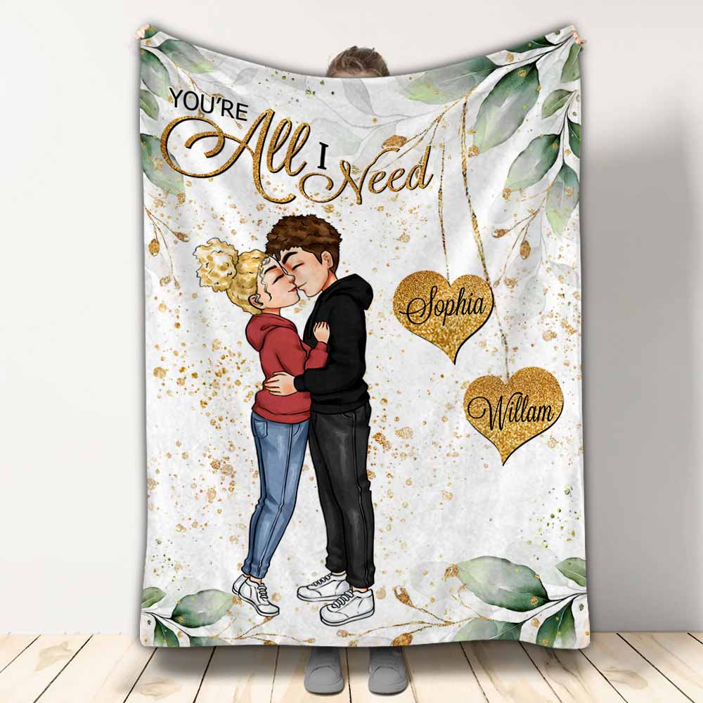 You're All I Need - Personalized Couple Blanket