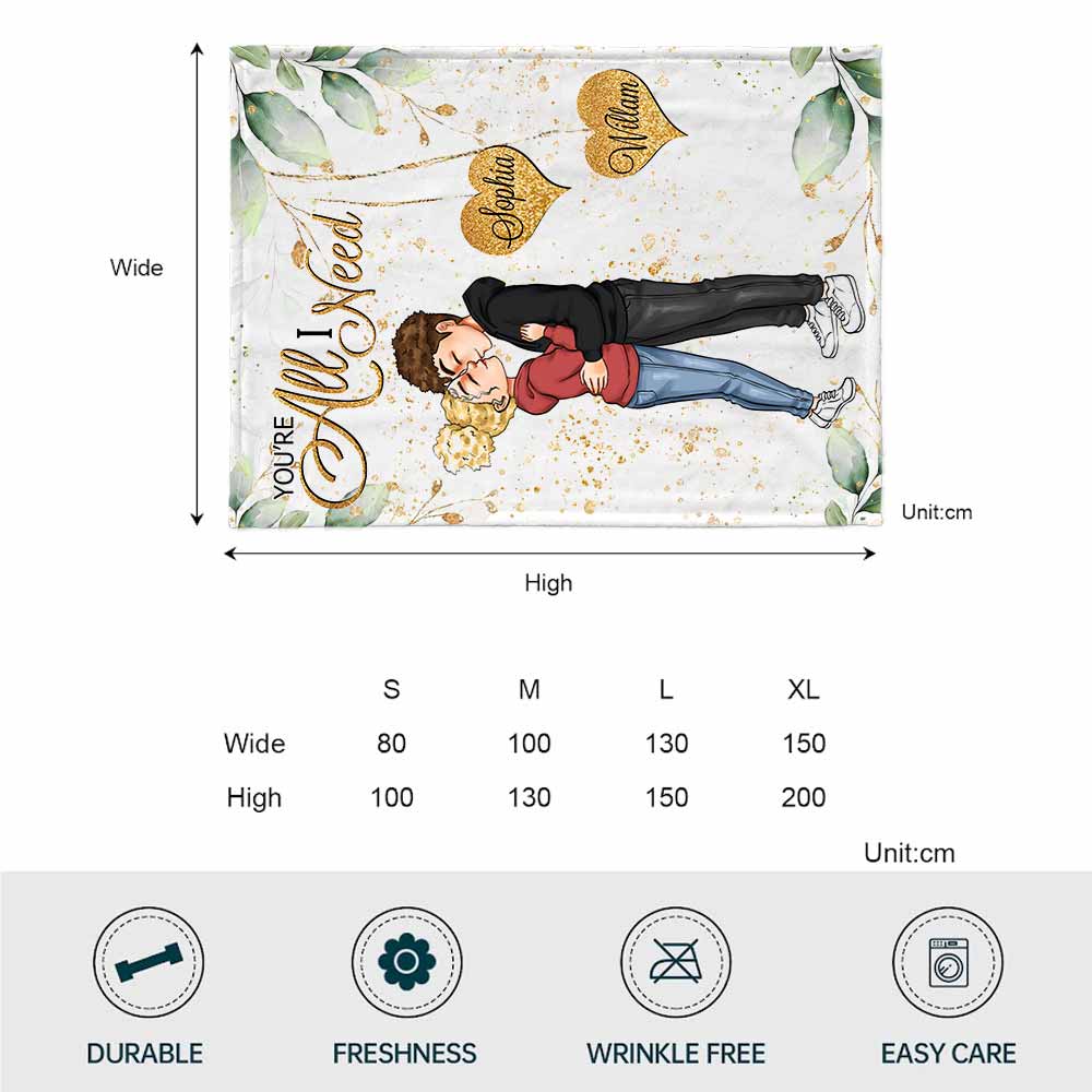 You're All I Need - Personalized Couple Blanket