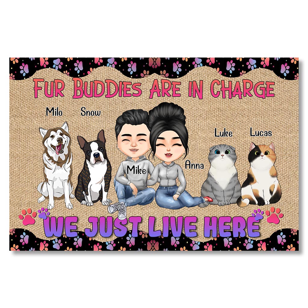 The Dogs Are In Charge - Personalized Couple Doormat