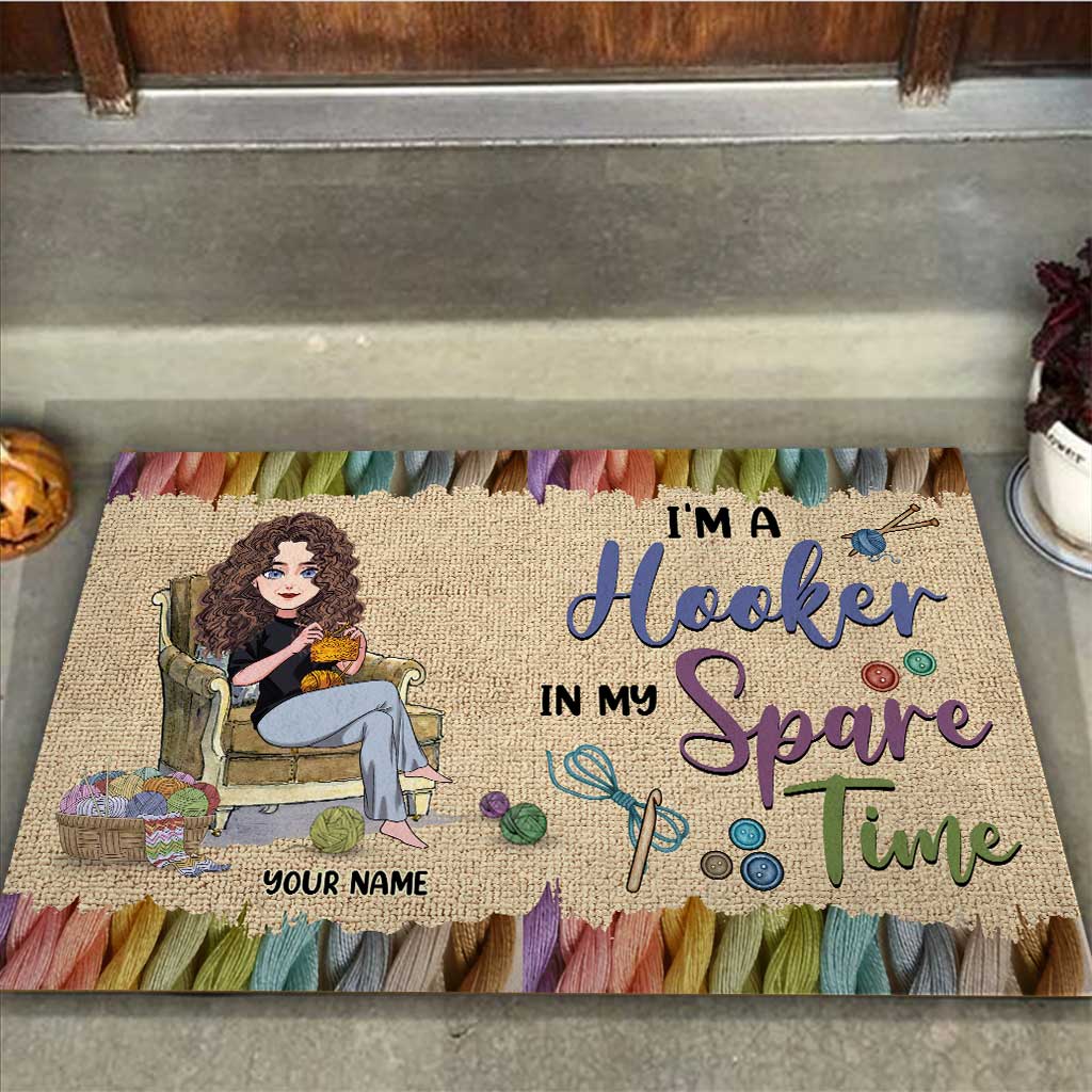 In My Spare Time - Personalized Crocheting Doormat