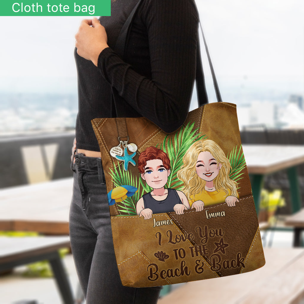 I Love You To The Beach - Personalized Couple Tote Bag