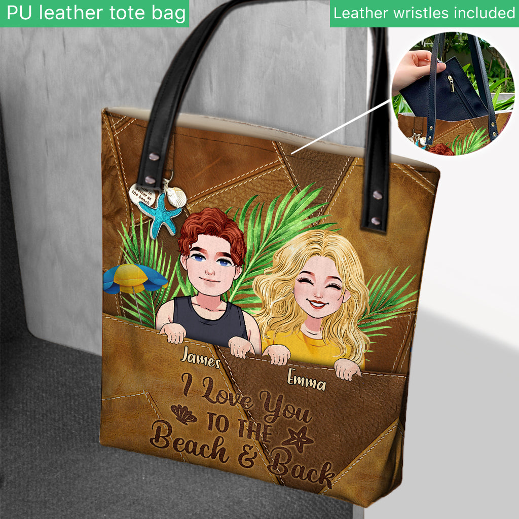 I Love You To The Beach - Personalized Couple Tote Bag