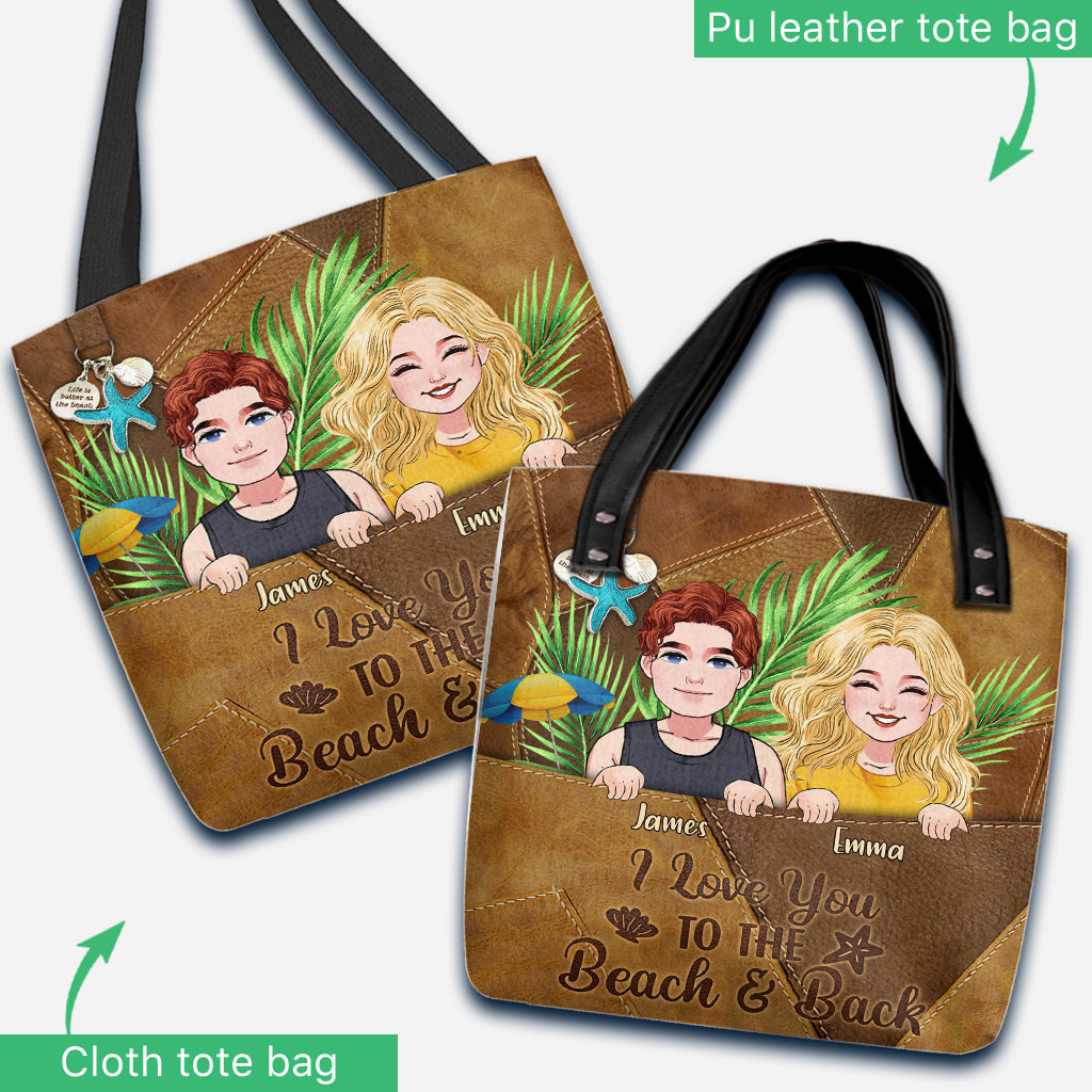 I Love You To The Beach - Personalized Couple Tote Bag