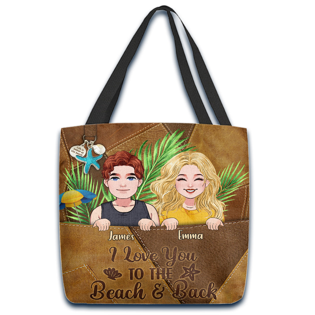 I Love You To The Beach - Personalized Couple Tote Bag