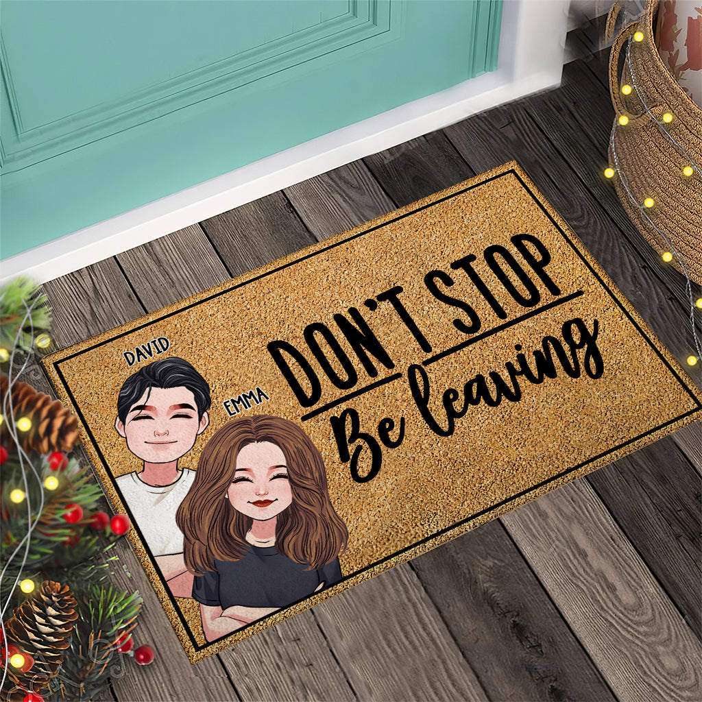 Don't Stop Being Leaving - Personalized Husband And Wife Doormat