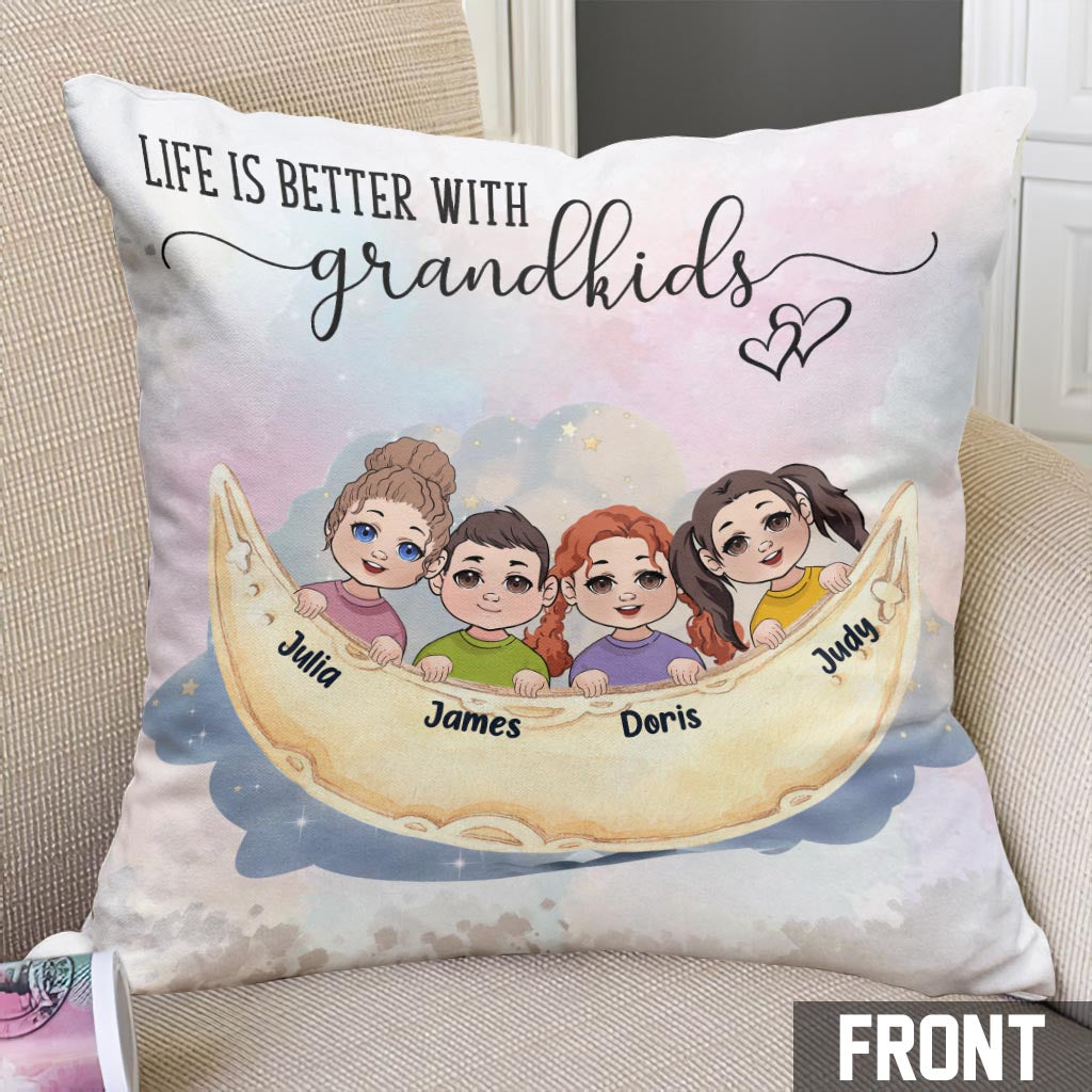 Life Is Better With Grandkids - Personalized Grandma Throw Pillow