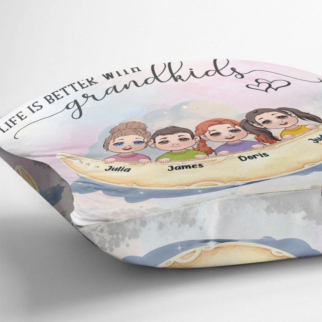 Life Is Better With Grandkids - Personalized Grandma Throw Pillow