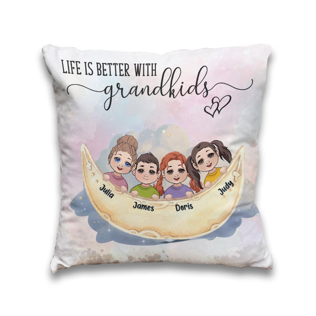 Life Is Better With Grandkids - Personalized Grandma Throw Pillow