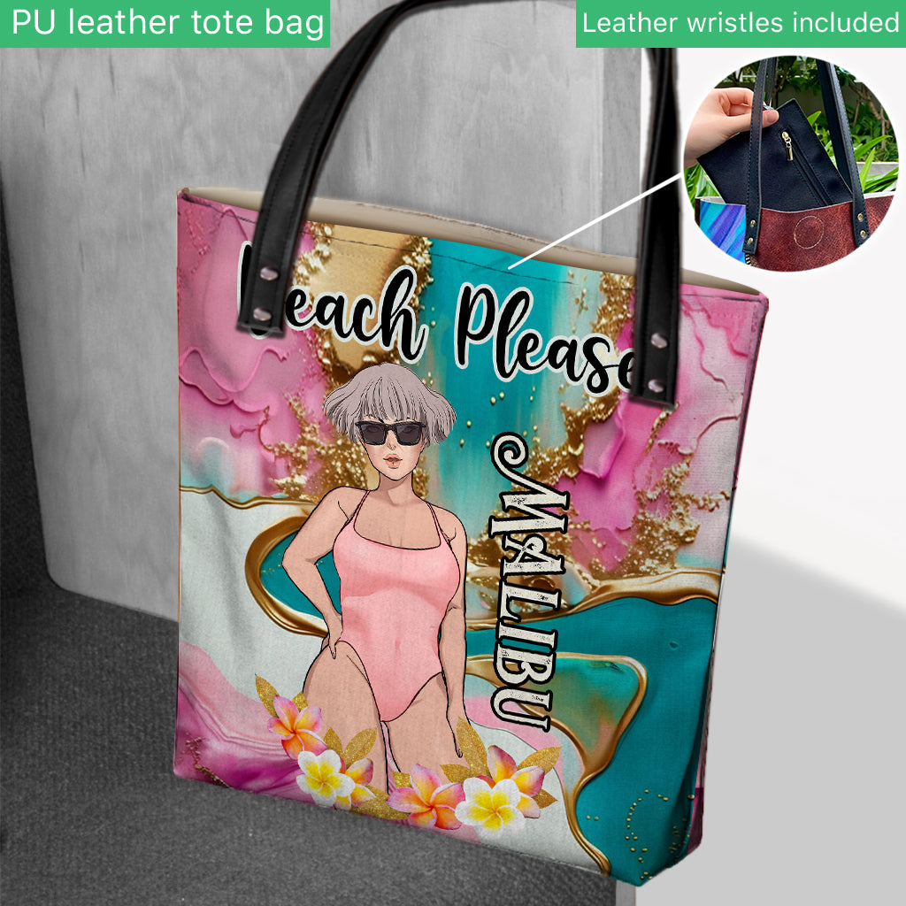 Beach Please - Personalized Sea Lover Tote Bag