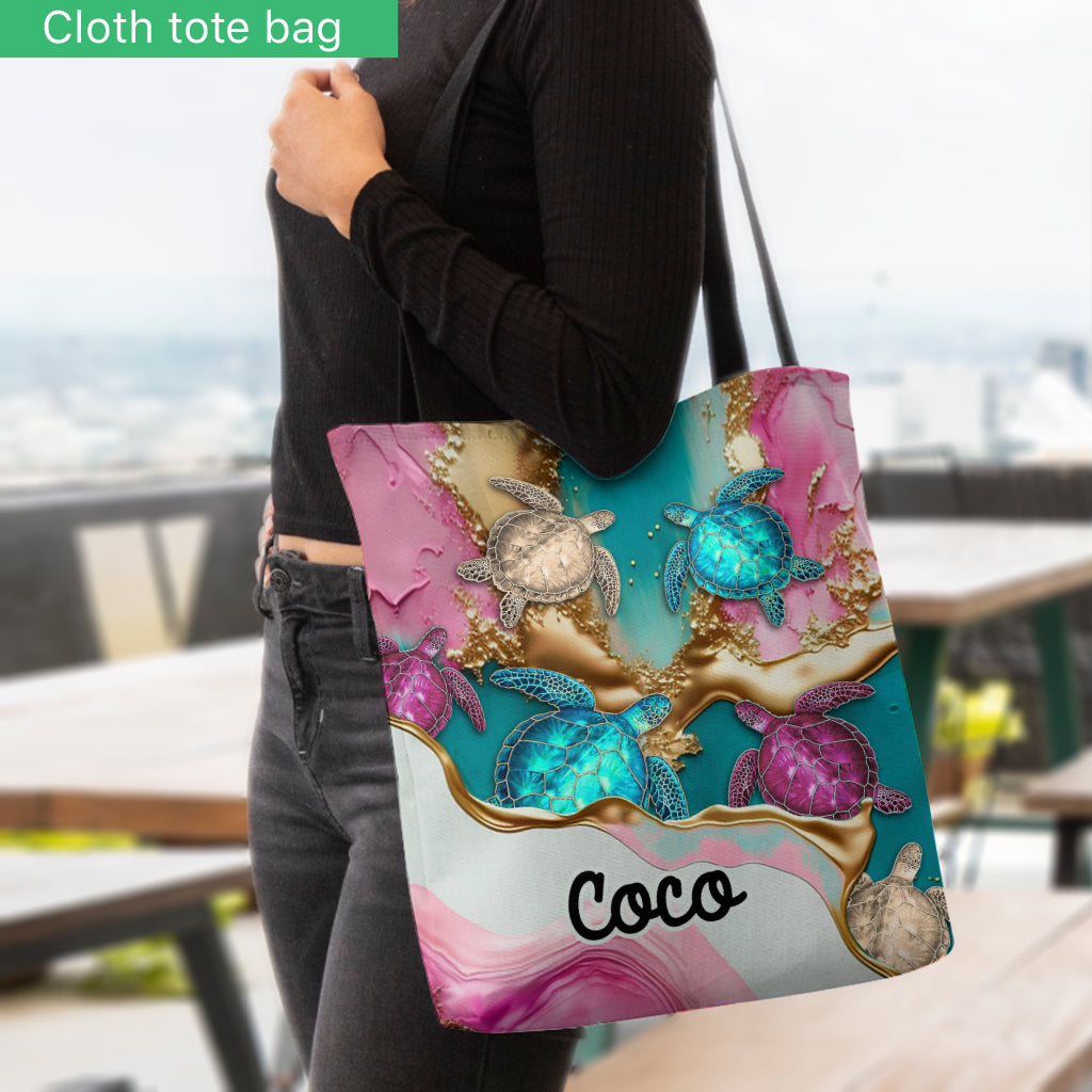 Beach Please - Personalized Turtle Tote Bag