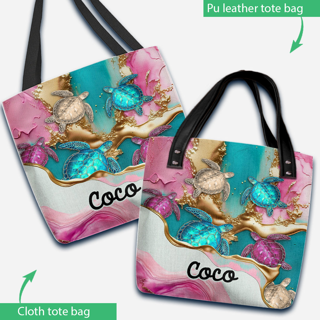 Beach Please - Personalized Turtle Tote Bag