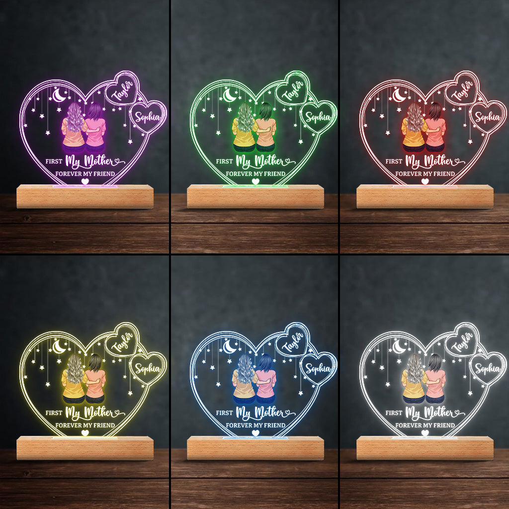 I Love You Mom - Personalized Mother's day Mother Shaped Plaque Light Base