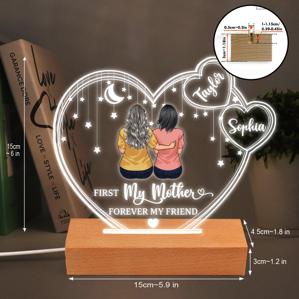I Love You Mom - Personalized Mother's day Mother Shaped Plaque Light Base