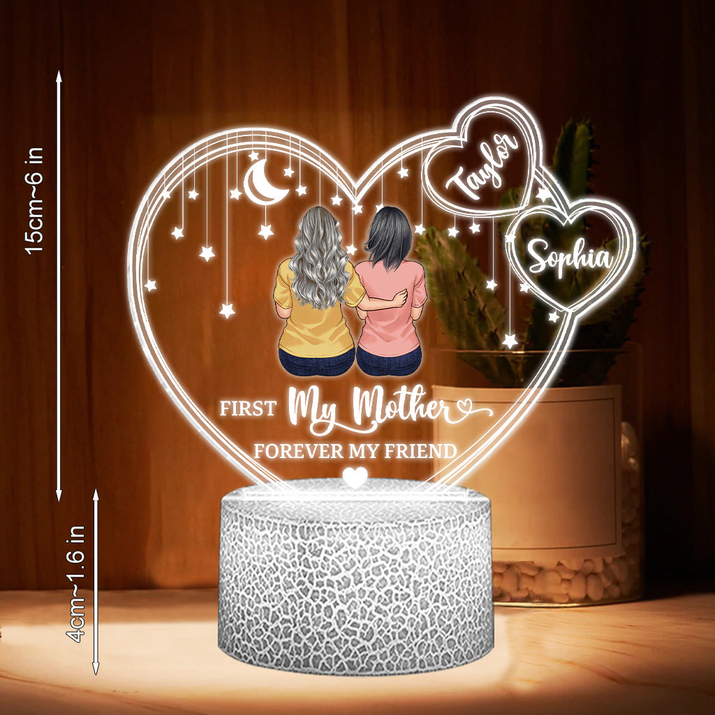 I Love You Mom - Personalized Mother's day Mother Shaped Plaque Light Base
