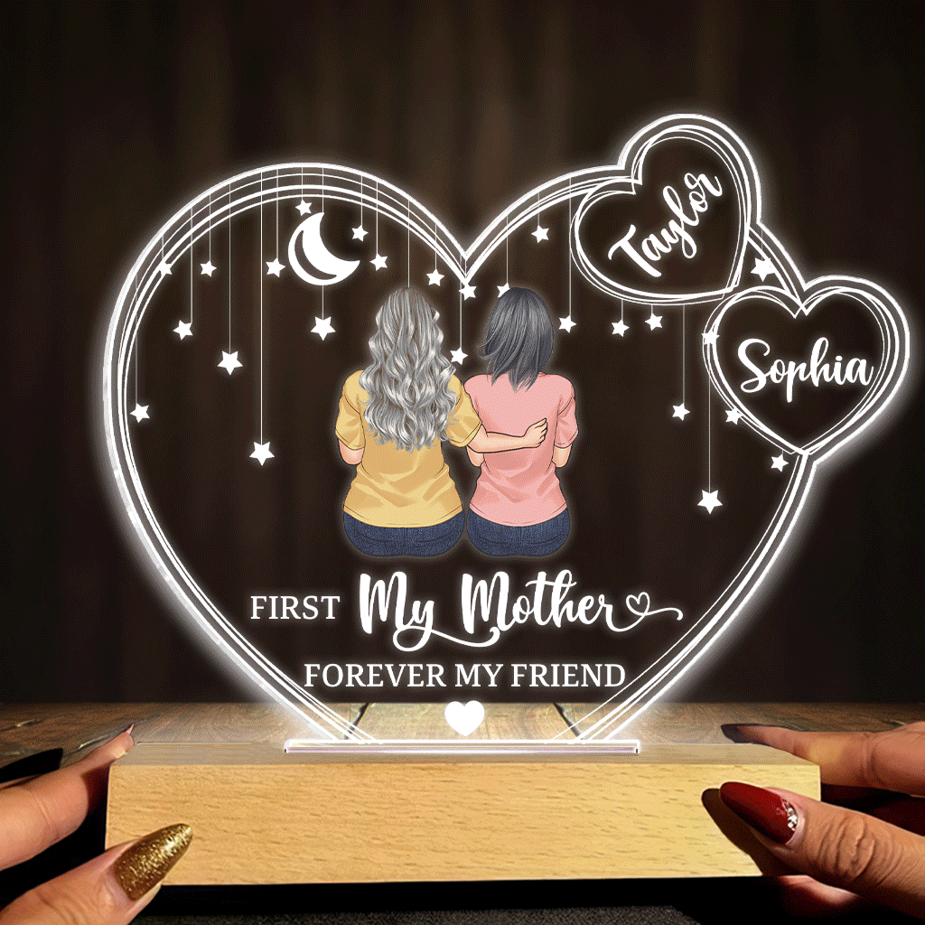 I Love You Mom - Personalized Mother's day Mother Shaped Plaque Light Base