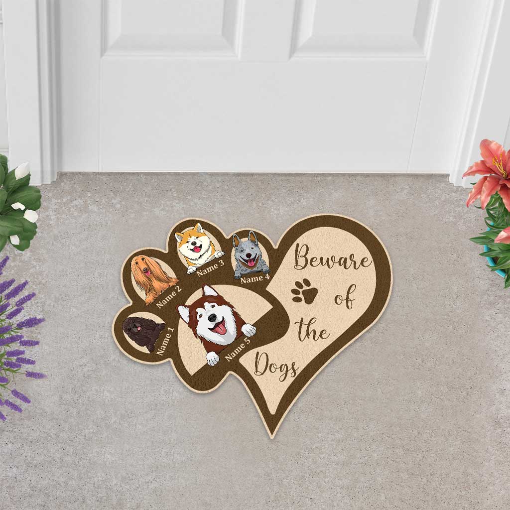 Home Is Where My Dogs Are - Personalized Shaped Doormat