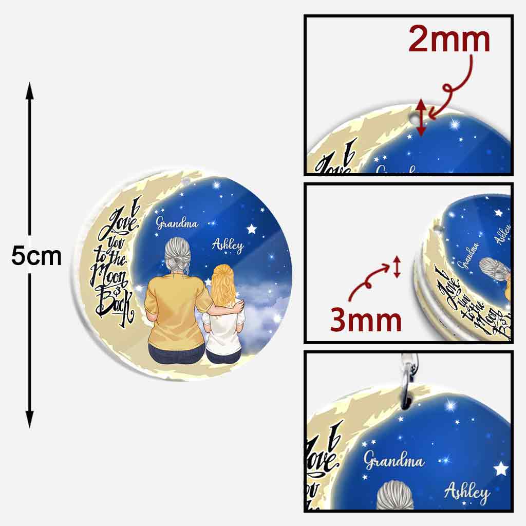 To The Moon And Back - Gift for grandma, mom, dad, grandpa - Personalized Keychain