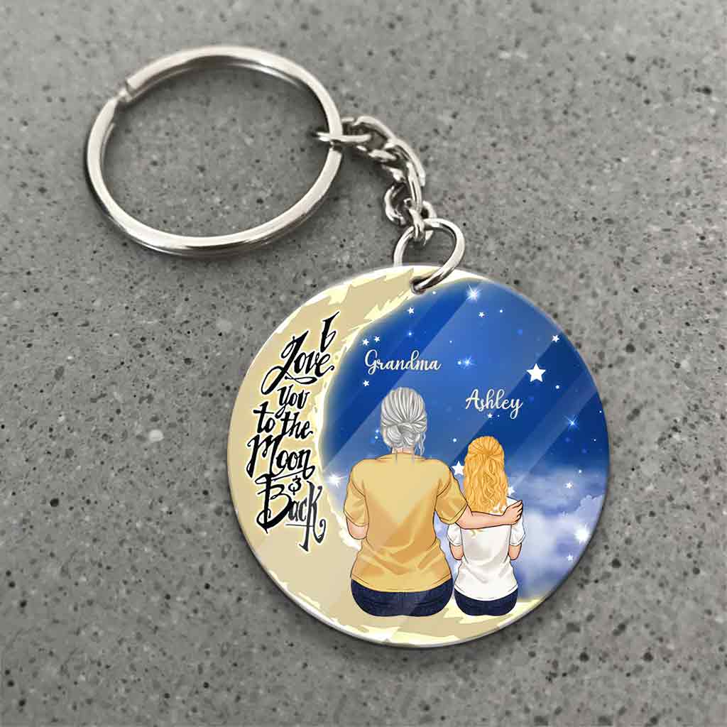 To The Moon And Back - Gift for grandma, mom, dad, grandpa - Personalized Keychain