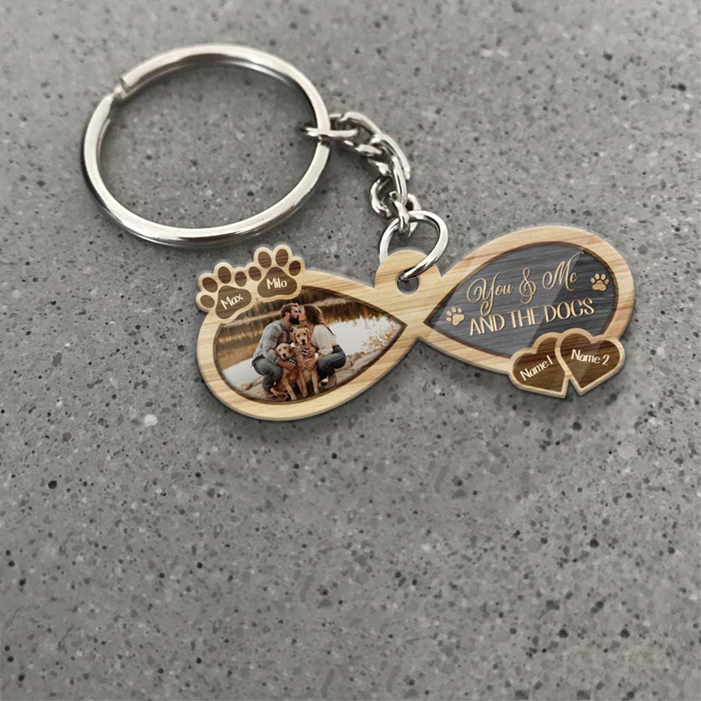 You And Me And The Dog - Personalized Couple Couple Keychain (Printed On Both Sides)