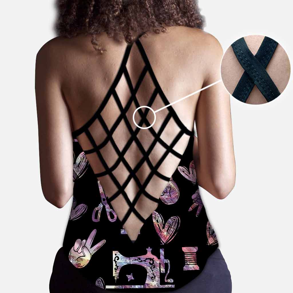 Sewciopath - Personalized Sewing Cross Tank Top and Leggings