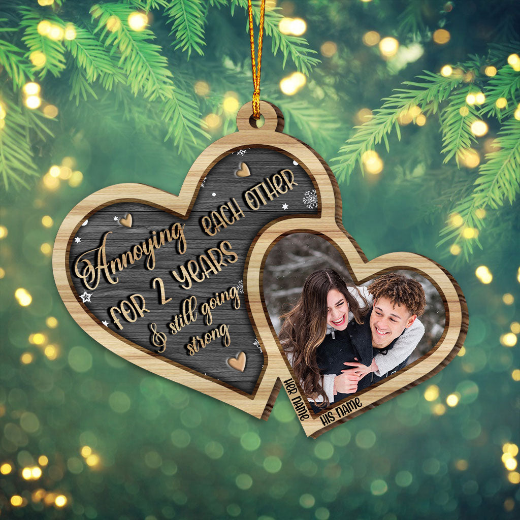Annoying Each Other For Years And Still Going Strong - Personalized Christmas Couple Ornament (Printed On Both Sides)