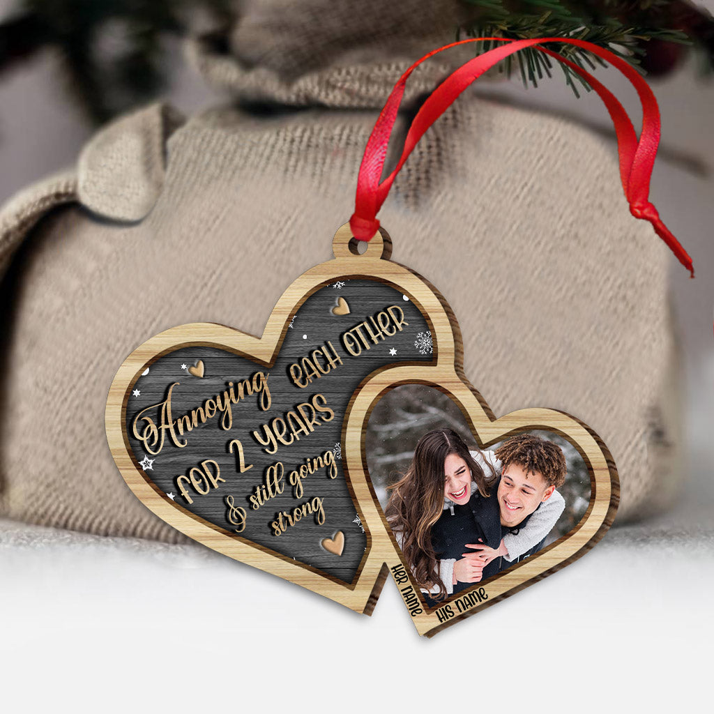 Annoying Each Other For Years And Still Going Strong - Personalized Christmas Couple Ornament (Printed On Both Sides)