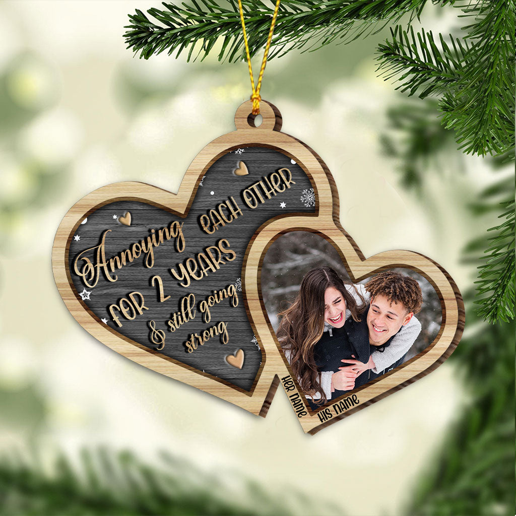 Annoying Each Other For Years And Still Going Strong - Personalized Christmas Couple Ornament (Printed On Both Sides)