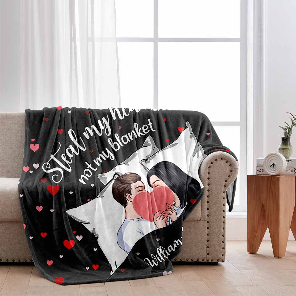 Steal My Heart Not My Blanket - Personalized Couple Blanket