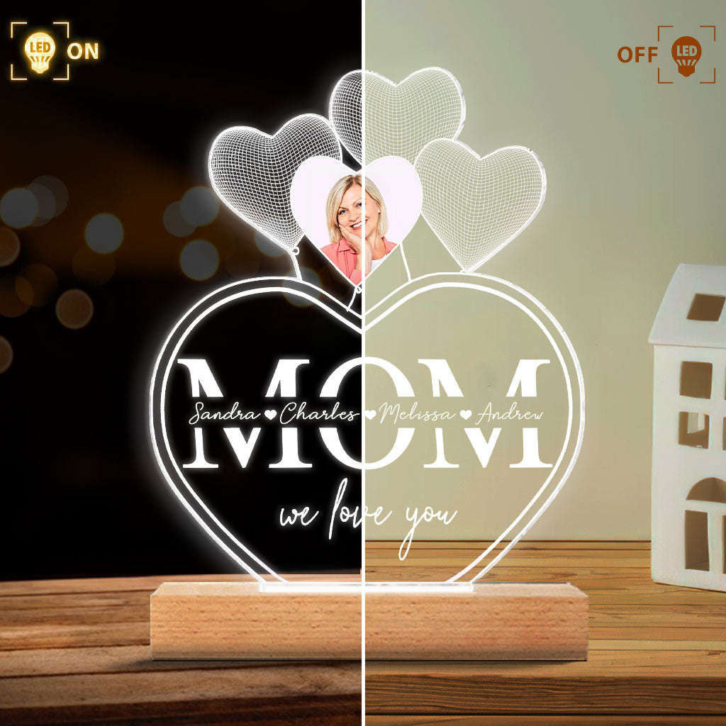 Wishes Are Granted In A Mother's Heart - Personalized Mother's Day Mother Shaped Plaque Light Base