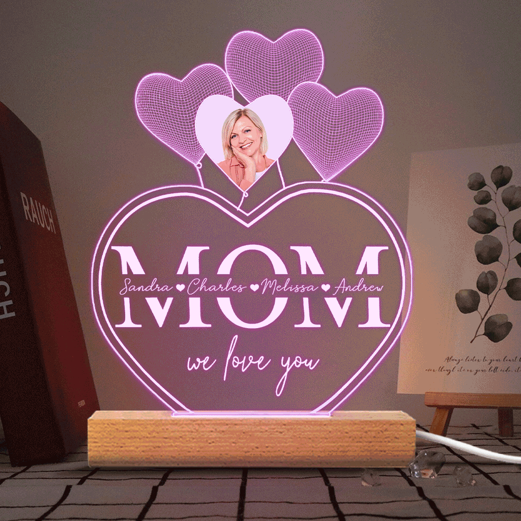 Wishes Are Granted In A Mother's Heart - Personalized Mother's Day Mother Shaped Plaque Light Base