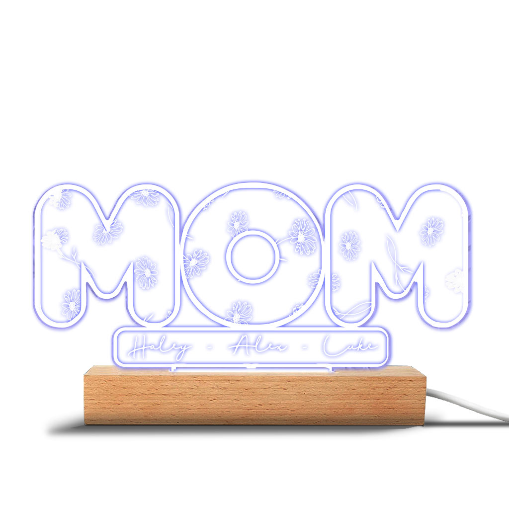 Mom’s Birth Flowers - Personalized Mother's Day Mother Shaped Plaque Light Base
