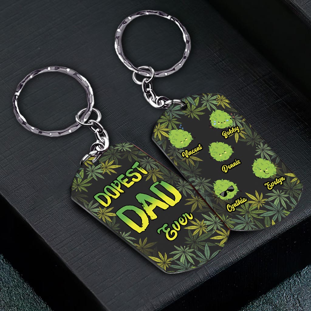 Dopest Dad Ever - Personalized Weed Stainless Steel Keychain