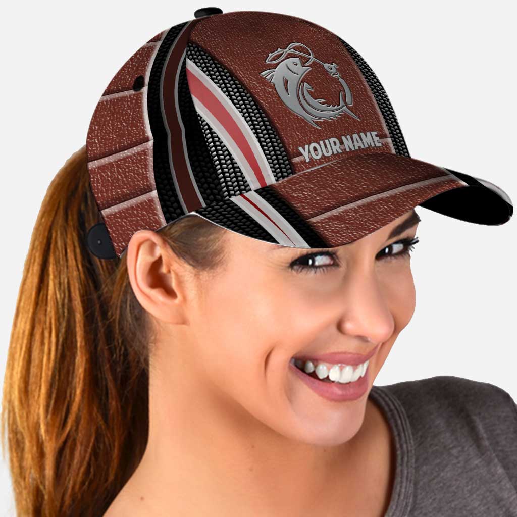 Love Fishing - Personalized Classic Cap With Metal Pattern Print