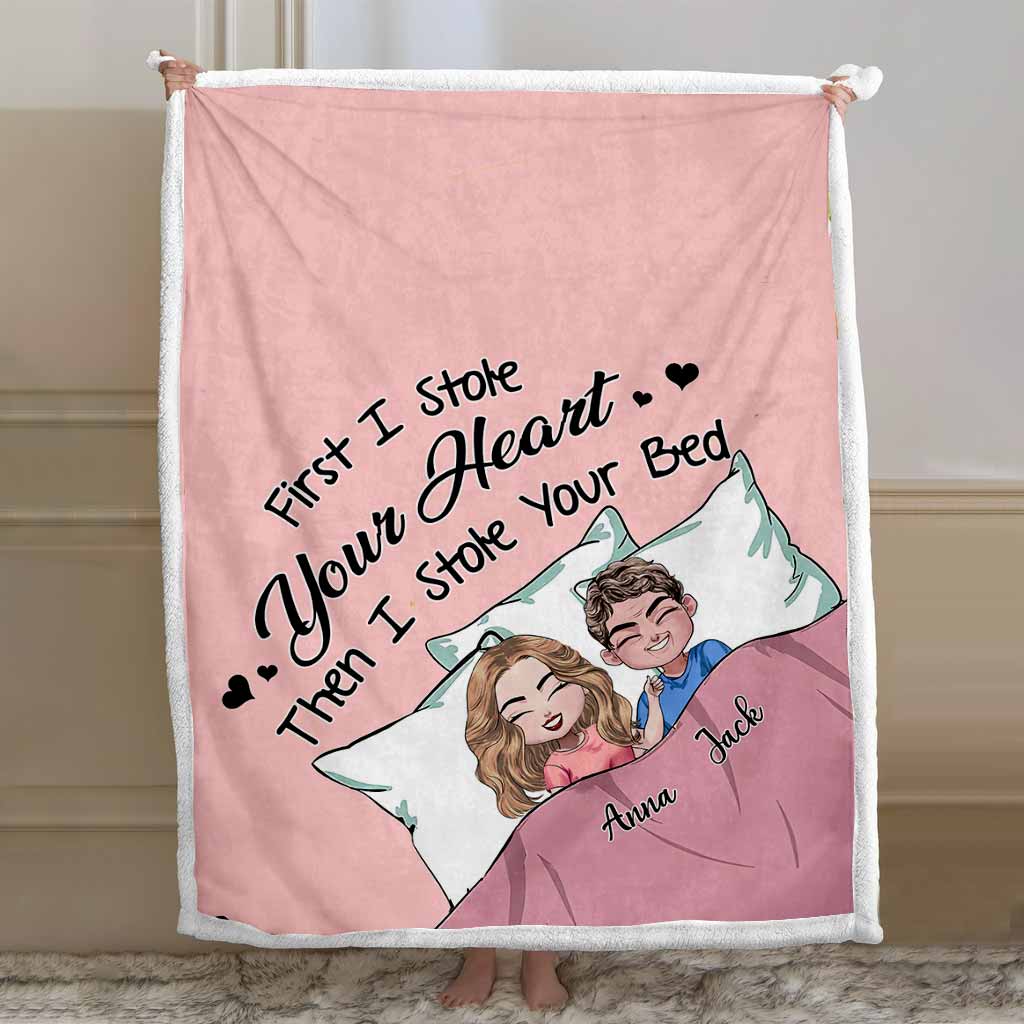 First I Stole Your Heart - Personalized Couple Blanket