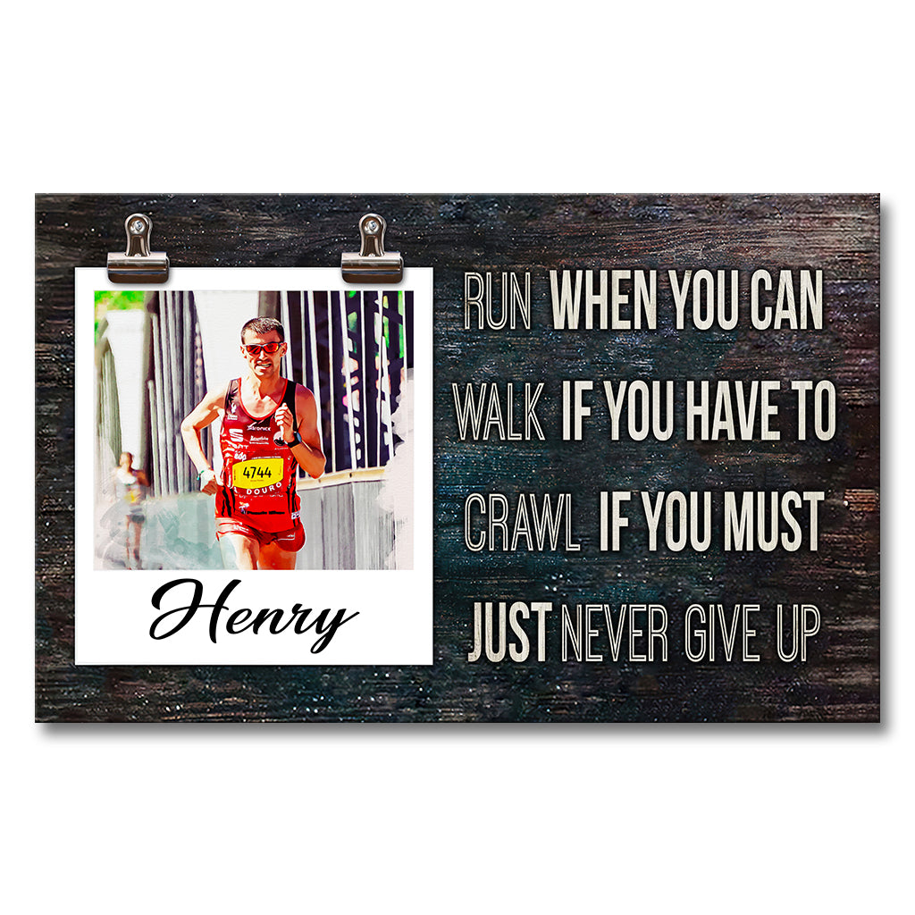 Never Give Up - Personalized Running Canvas And Poster