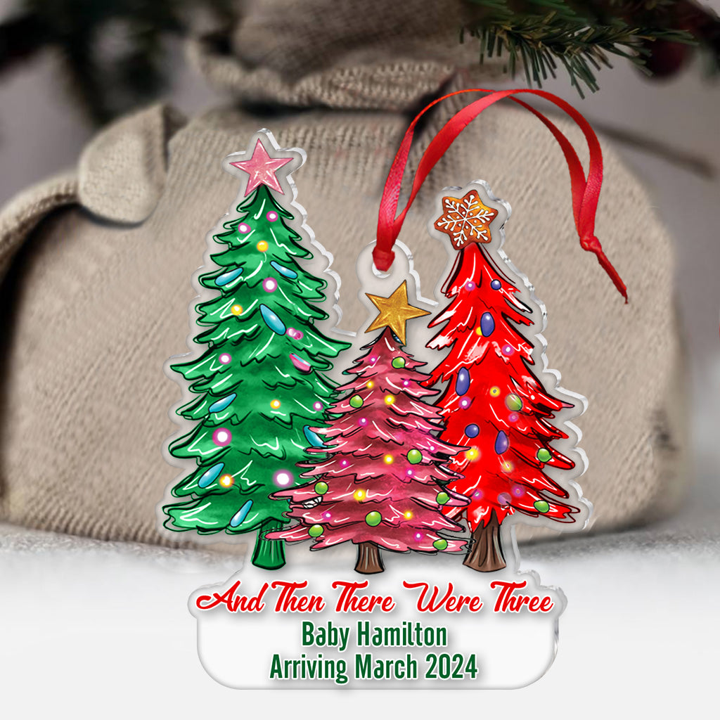 Et puis il n'en restait plus que trois - Ornement de grossesse transparent personnalisé