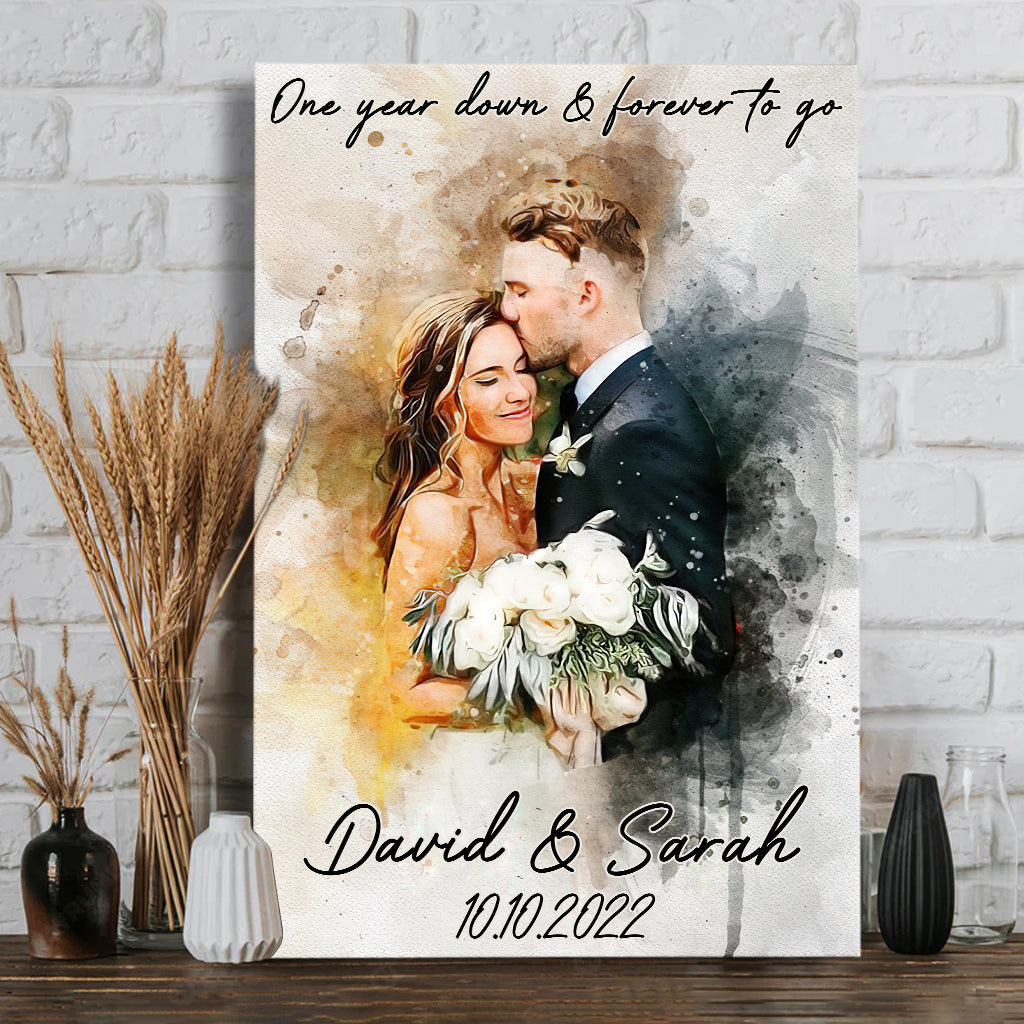 Custom Watercolor Painting From Photo - Personalized Husband And Wife Canvas And Poster