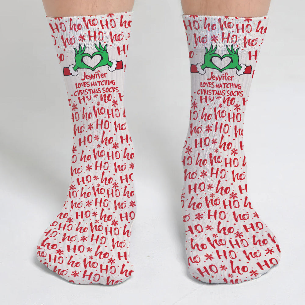 Matching Christmas Socks For Couple - gift for husband, wife, boyfriend, girlfriend - Personalized Socks