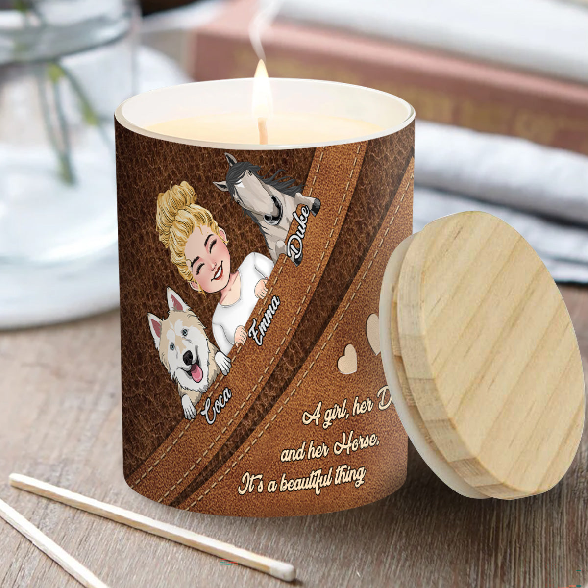 What A Beautiful Thing - Personalized Horse Candle With Wooden Lid