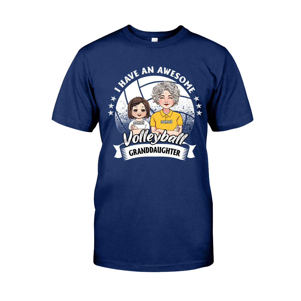 Awesome Volleyball Granddaughter - Personalized Volleyball T-shirt And Hoodie