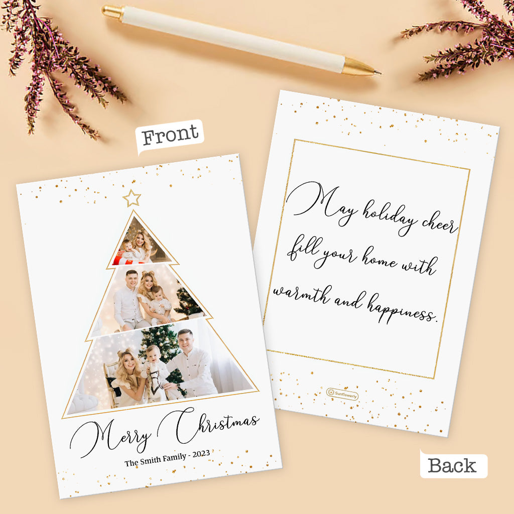 Custom Photos Names And Message Merry Christmas Card - Personalized Family Greeting Card