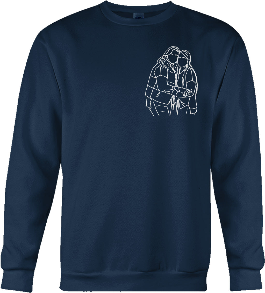 Custom Line Art - Personalized Bestie Embroidered Sweater
