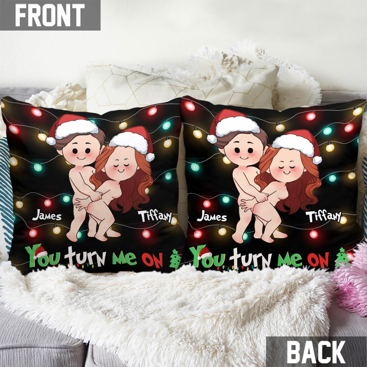 You Turn Me On - Personalized Couple Throw Pillow