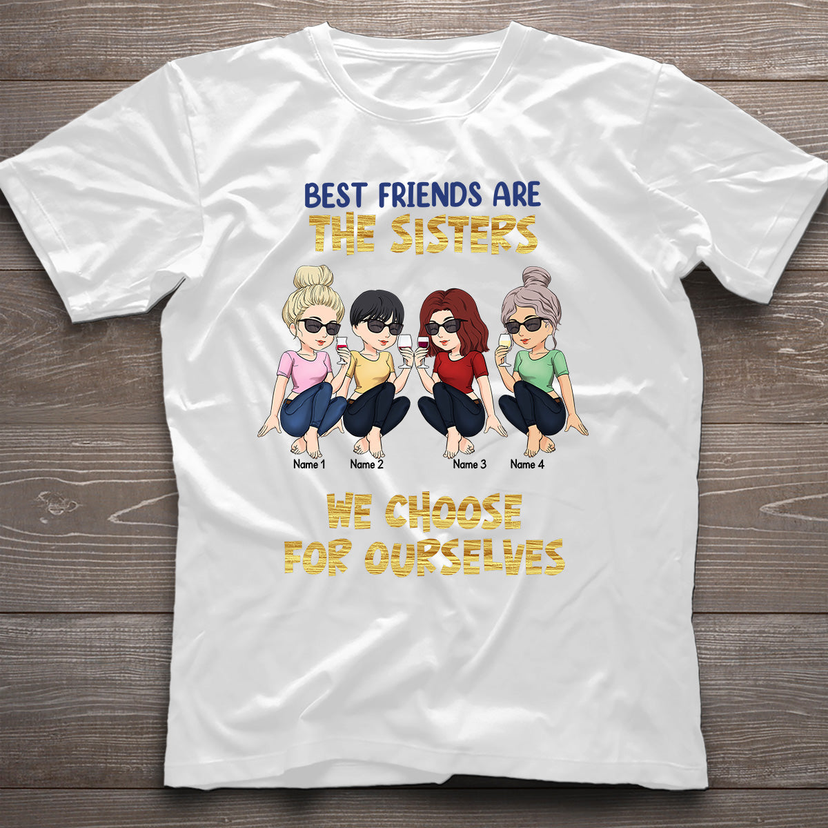 Beste Freundinnen sind die Schwestern, die wir uns selbst aussuchen – Geschenk für die beste Freundin – Personalisiertes T-Shirt und Hoodie