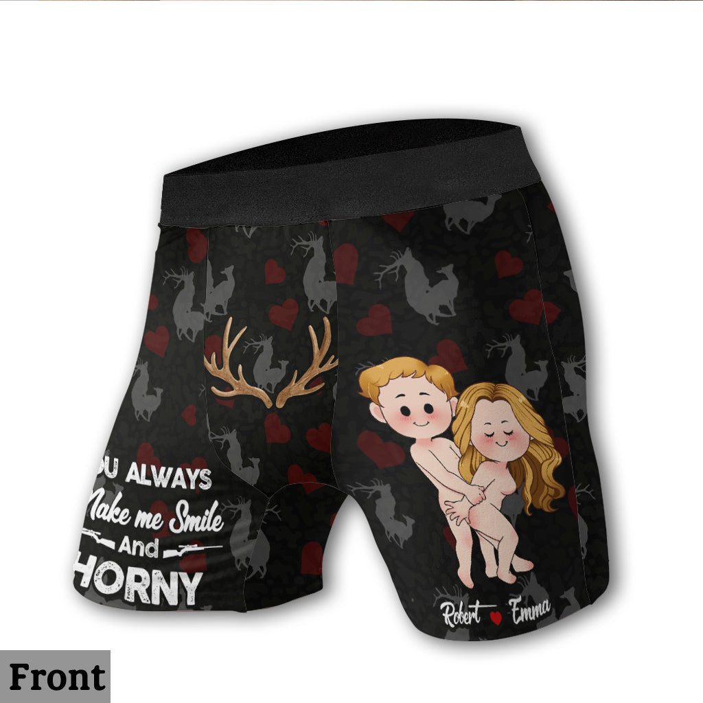 Du bringst mich zum Lächeln – Personalisierte Jagd-Boxershorts für Herren