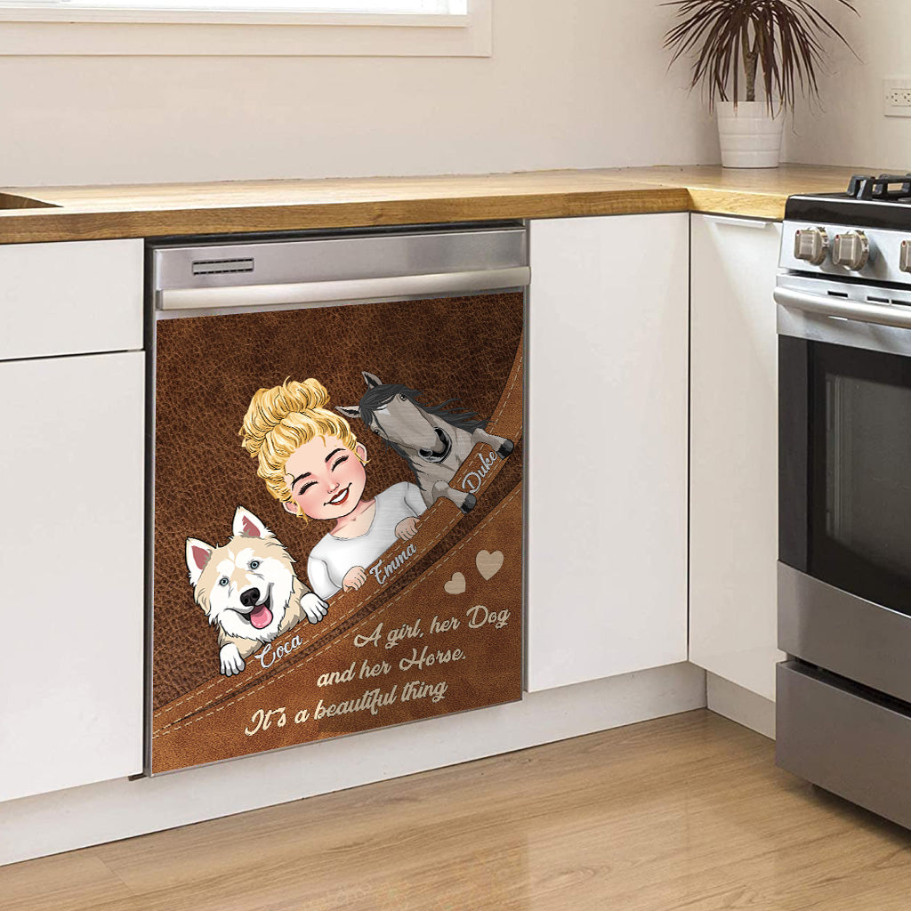 What A Beautiful Thing - Horse gift for dog lover, cat lover - Personalized Dishwasher Cover