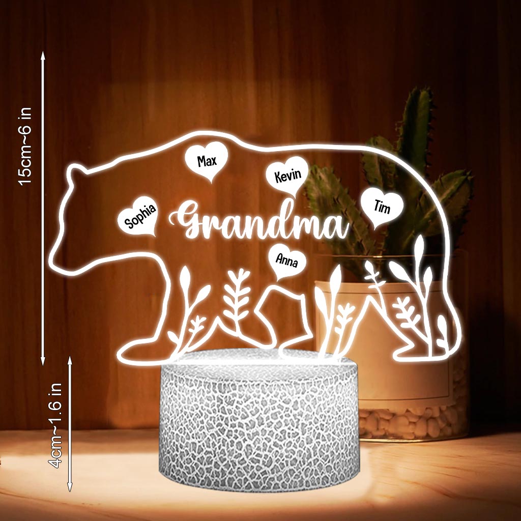 Mama Bear - Gift for mom, dad, grandma, grandpa - Personalized Shaped Plaque Light Base