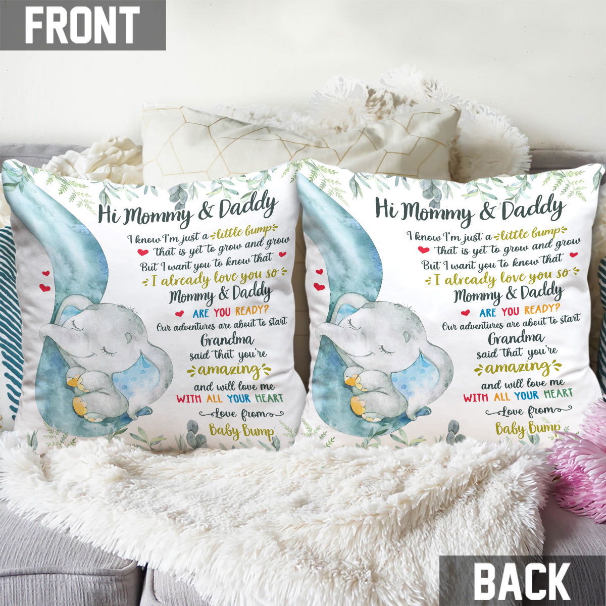 Love From Baby Bump - Personalized Mother Throw Pillow