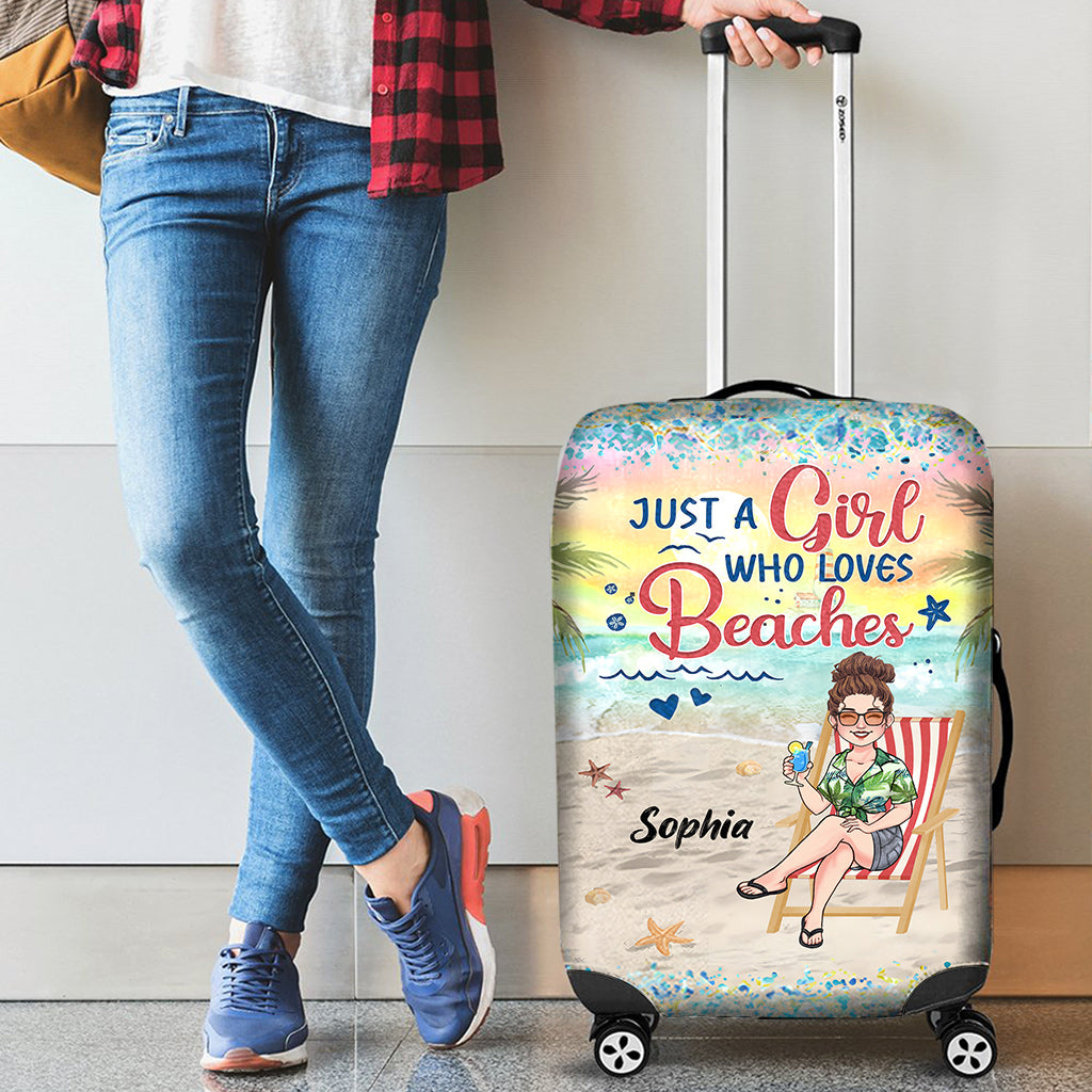 Just A Girl Who Loves Beach - Personalized Sea Lover Luggage Cover